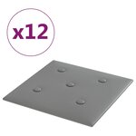 vidaXL Panneaux muraux 12 Pièces Gris 30x30 cm Similicuir 1 08 m²