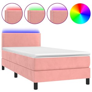 vidaXL Sommier à lattes de lit avec matelas LED Rose 100x200cm Velours