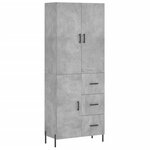 vidaXL Buffet haut Gris béton 69 5x34x180 cm Bois d'ingénierie