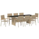 vidaXL Ensemble de salle à manger pour jardin 9 Pièces Beige Poly rotin