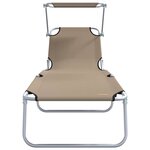 vidaXL Transat 2 Pièces Taupe 58 x 188 x 77cm Polyester