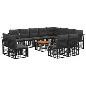 vidaXL Ensemble de canapés d'extérieur 13 Pièces Noir et Gris foncé