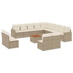 vidaXL Salon de jardin avec coussins 14 Pièces beige résine tressée