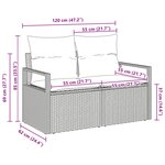 vidaXL Canapé de jardin avec coussin 120 x 62 x 69 cm polyrotin