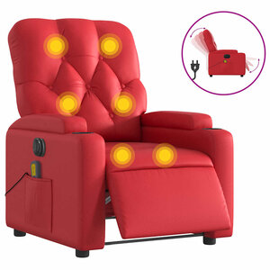 vidaXL Fauteuil de massage inclinable électrique rouge similicuir