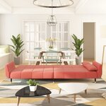 vidaXL Canapé-lit à 2 places avec deux oreillers Rose Velours