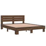 vidaXL Cadre de lit chêne marron 150x200 cm bois d'ingénierie et métal