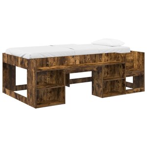 vidaXL Cadre de lit pour enfants avec rangement Chêne fumé 80 x 200 cm