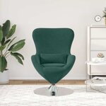 vidaXL Fauteuil œuf Vert foncé Velours