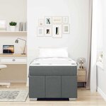 vidaXL Cadre de lit avec matelas Gris foncé 90 x 200 cm tissu