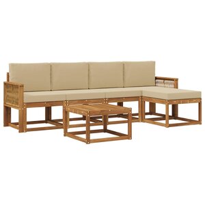vidaXL Ensemble de canapés d'extérieur 6 pc Naturel et Beige Polyester