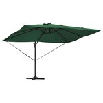 vidaXL Parasol déporté Roma avec LEDs Vert 352x251x265 cm en aluminium