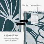 Tapis extérieur terrasse réversible - Tapis de jardin imperméable et résistant UV - Motif floral - Vert - 150x240 cm - HOMESCAPES