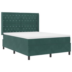 vidaXL Lit à Ressorts avec Matelas LED Vert foncé 140 x 200 cm Velours