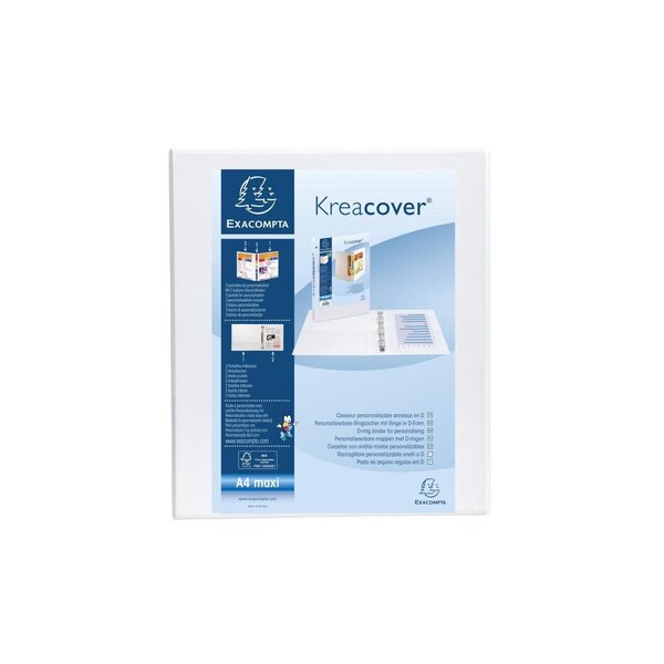 Classeur personnalisable Kreacover A4 Maxi 4 Ax Diam 15 mm Dos 38 mm Blanc x 10 EXACOMPTA