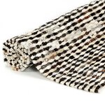 Vidaxl tapis à poils cuir véritable 80x150 cm noir/blanc