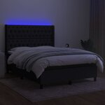 vidaXL Sommier à lattes de lit matelas et LED Noir 140x190 cm Tissu