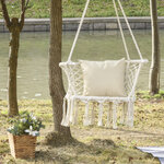 Chaise suspendue hamac de voyage portable dim. 80L x 60l x 36H m macramé coton polyester beige