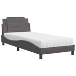vidaXL Lit avec matelas gris 90x200 cm similicuir
