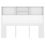vidaXL Armoire de tête de lit Blanc brillant 140x19x103 5 cm