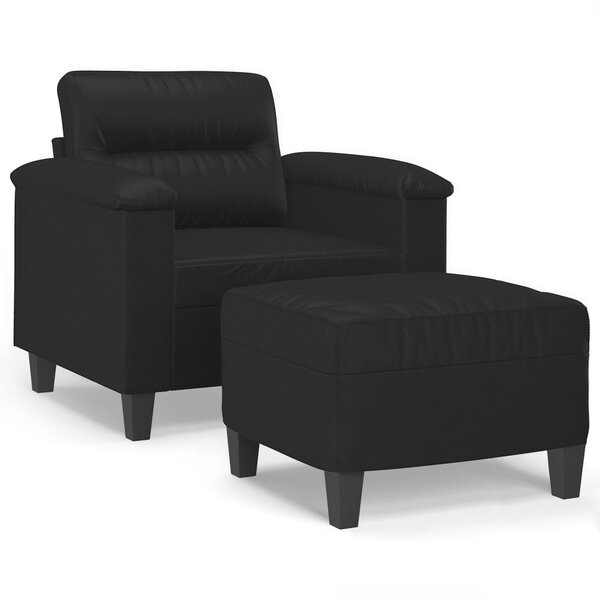 vidaXL Fauteuil avec repose-pied Noir 60 cm Similicuir