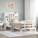vidaXL Lit bibliothèque sans matelas blanc 90x200cm bois de pin massif