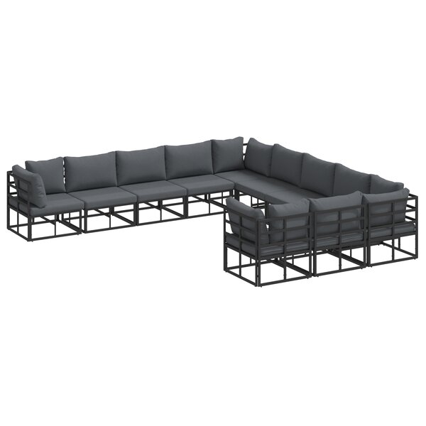 vidaXL Ensemble de canapé de jardin 11 Pièces Noir 70 x 70 x 32 cm