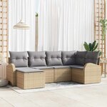 vidaXL Ensemble de canapé de jardin 6 Pièces Beige Poly rotin