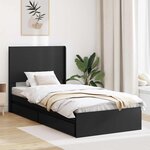 vidaXL Cadre de lit avec rangement et tête de lit Noir 75 x 190 cm
