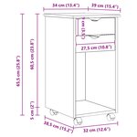 vidaXL Cabinet roulant Noir 34 x 39 x 65 5 cm Pin massif
