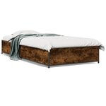 vidaXL Cadre de lit chêne fumé 90x200 cm bois d'ingénierie et métal