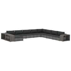 Vidaxl salon de jardin 11 pièces avec coussins résine tressée gris
