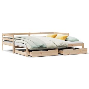 vidaXL Lit de jour avec gigogne et tiroirs sans matelas 80x200 cm