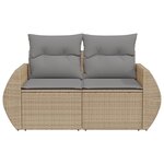 vidaXL Canapé de jardin avec coussins 2 places beige résine tressée