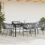 vidaXL Ensemble à manger jardin coussins 5 Pièces gris poly rotin verre