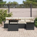 vidaXL Ensemble de canapé de jardin 6 Pièces Noir Poly rotin
