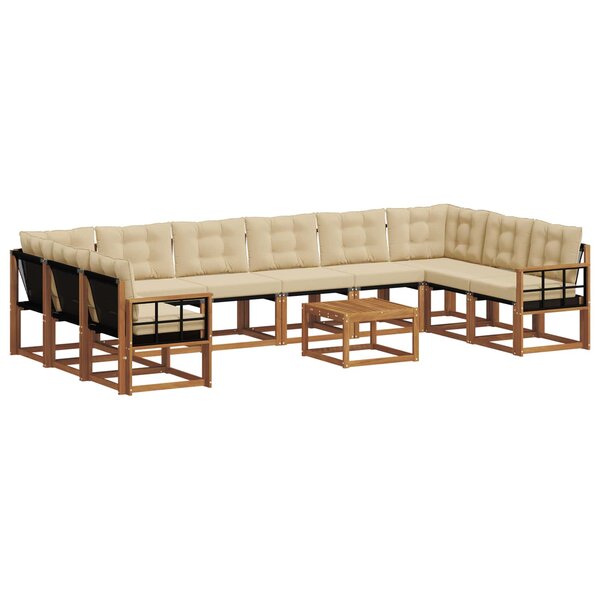 vidaXL Ensemble de canapés d'extérieur 11 Pièces Naturel et Beige