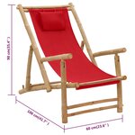 vidaXL Chaise de terrasse Bambou et toile Rouge
