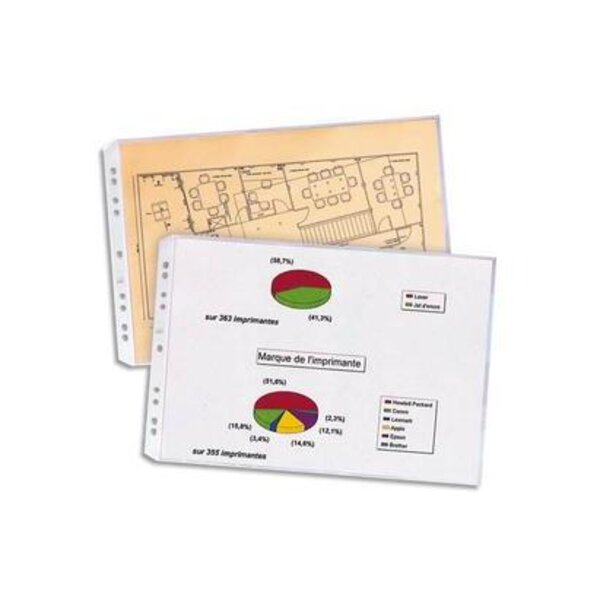 Sachet de 10 pochettes perforées SM A3 italienne en PVC 10/100e ELBA