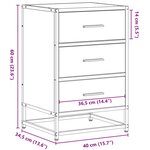vidaXL Table de chevet chêne fumé 40x34 5x60cm bois d'ingénierie métal