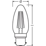 Osram ampoule led flamme clair filament 4w=40 b22 chaud