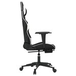 vidaXL Chaise de jeu avec repose-pied Noir et blanc Similicuir
