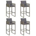 vidaXL Ensemble de bar de jardin 5 Pièces avec coussins gris poly rotin