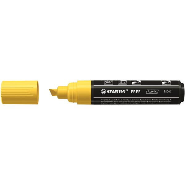 Marqueur pointe large FREE acrylic T800C jaune STABILO