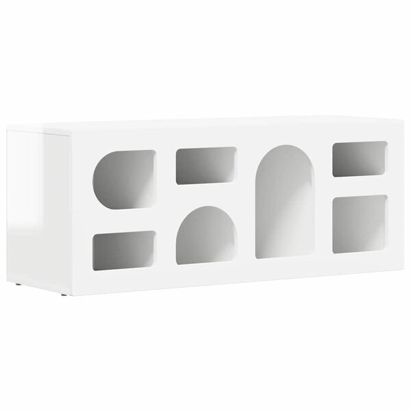 vidaXL Meuble TV Blanc brillant 100 x 35 x 40 cm Bois d'ingénierie