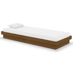 vidaXL Cadre de lit Marron miel Bois massif 75x190 cm Petit simple