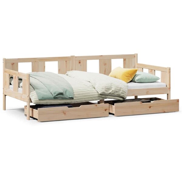vidaXL Lit de jour avec tiroirs sans matelas 90x190 cm bois massif