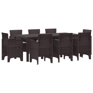 vidaXL Ensemble de salle à manger pour jardin 9 Pièces Marron