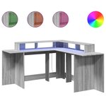 vidaXL Bureau et lumières LED sonoma gris 152x152x91cm bois ingénierie