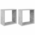 vidaXL Étagères cube murales 2 Pièces Gris béton 30x15x30 cm